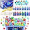 Juego mágico de hadas acuáticas para niños, creativo kit de figuras de gel con 20 colores y 16 moldes, juguete de manualidades DIY para crear figuras apretables, regalo ideal de Navidad o cumpleaños para niños